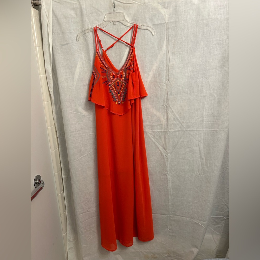 Xhilaration Orange Ruffled Tie Front Sundress